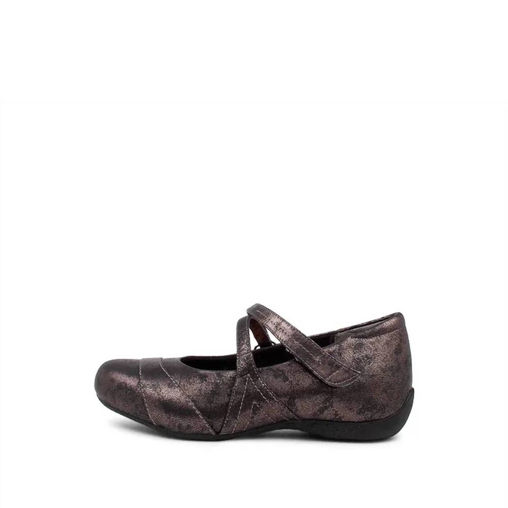 NEW ZIERA women's xray leather flat shoes in pewter metal